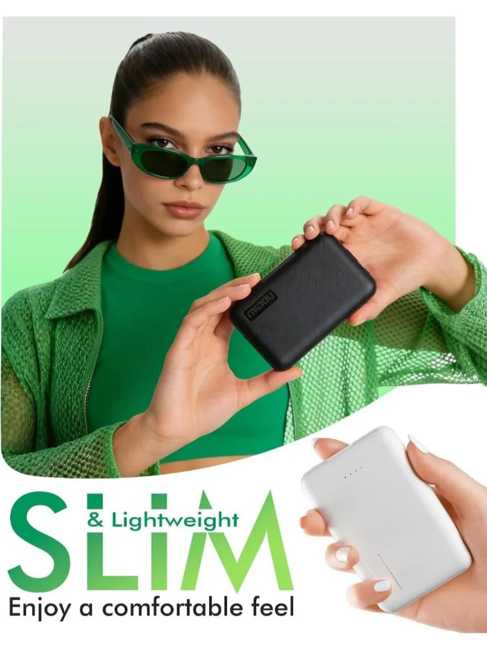 2-Pack White Black Dual USB Lightweight 5000mAh Portable Charger Power Bank